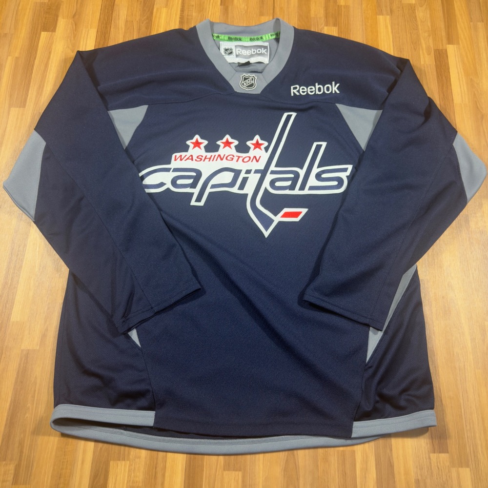 Reebok Washington Capitals NHL Hockey Jersey Navy Blue Grey Mens Medium